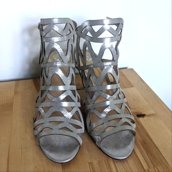 Vince Camuto Shoes - Vince Camuto Metallic Cage Peep Toe Heels 8.5